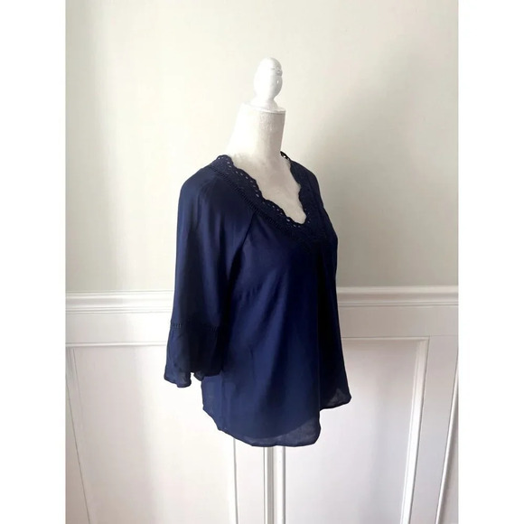 Daniel Rainn Stitch Fix Navy Blue Cory Scallop Eyelet Blouse S - Picture 3 of 6